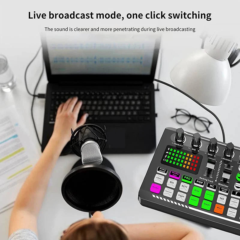 Live Sound Card and Audio Interface with DJ Mixer