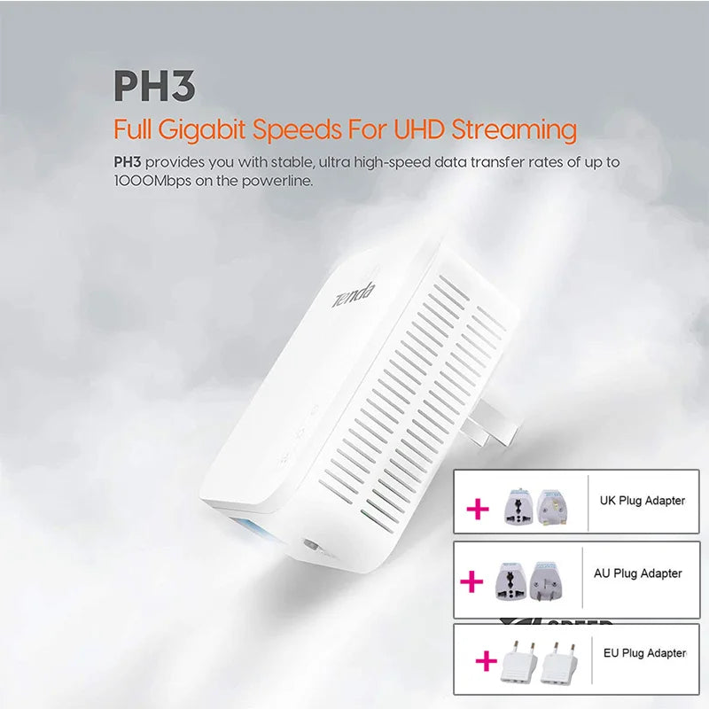 Tenda PH3 1000Mbps Powerline Network Adapter