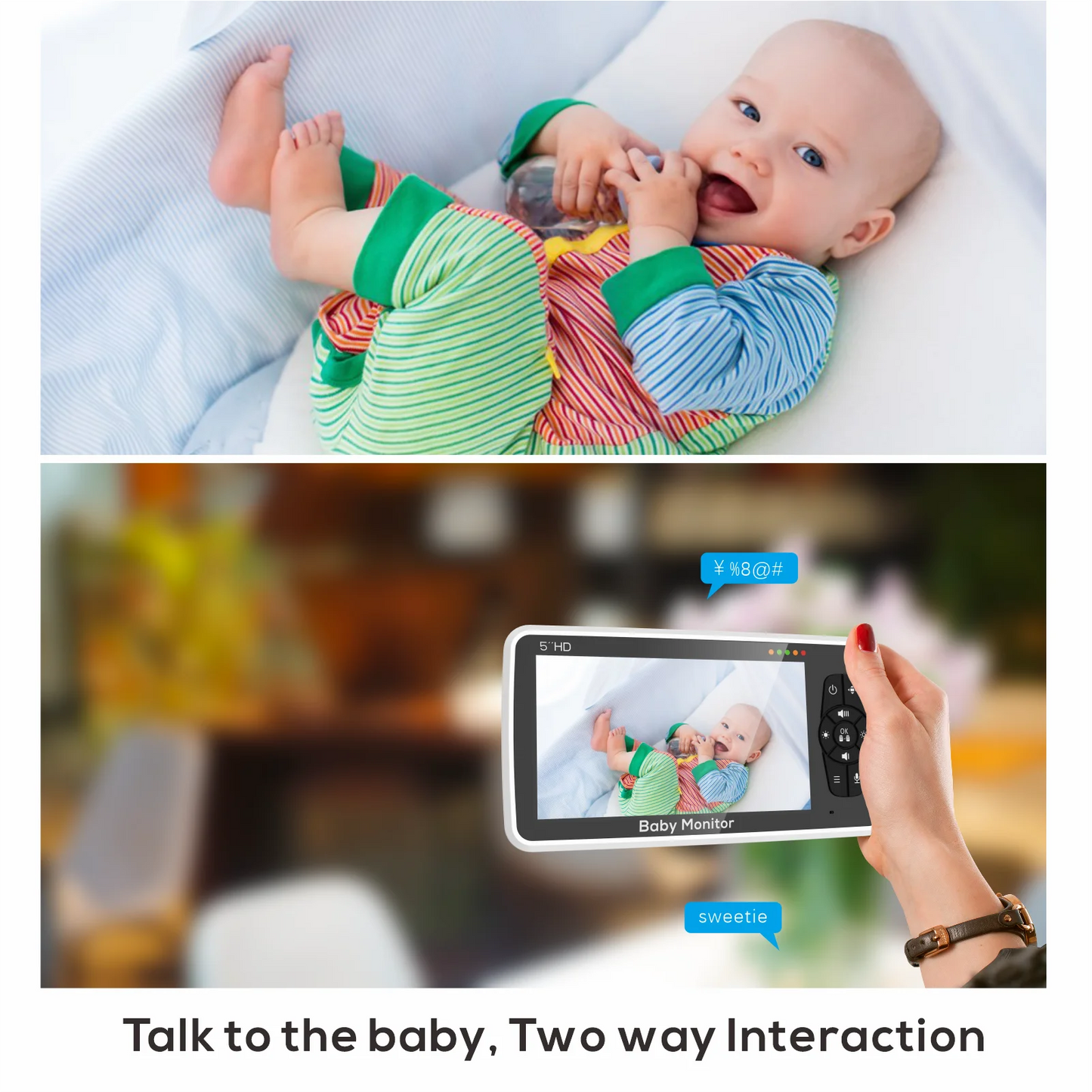 New 5 inch Video Baby Monitor with Camera and Audio