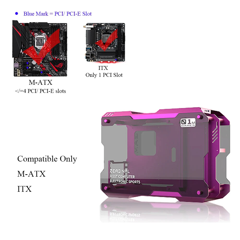 MATX ITX Motherboard DIY Open Desktop Case