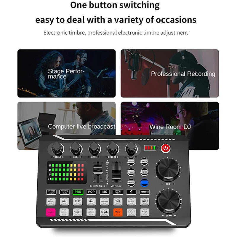 Live Sound Card and Audio Interface with DJ Mixer