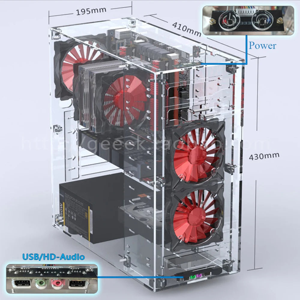 New Full Transparent ATX  Vertical Desktop