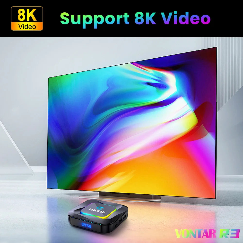 8K Video BT5.0 Wifi6 Support Google Voice Input Media Player Set