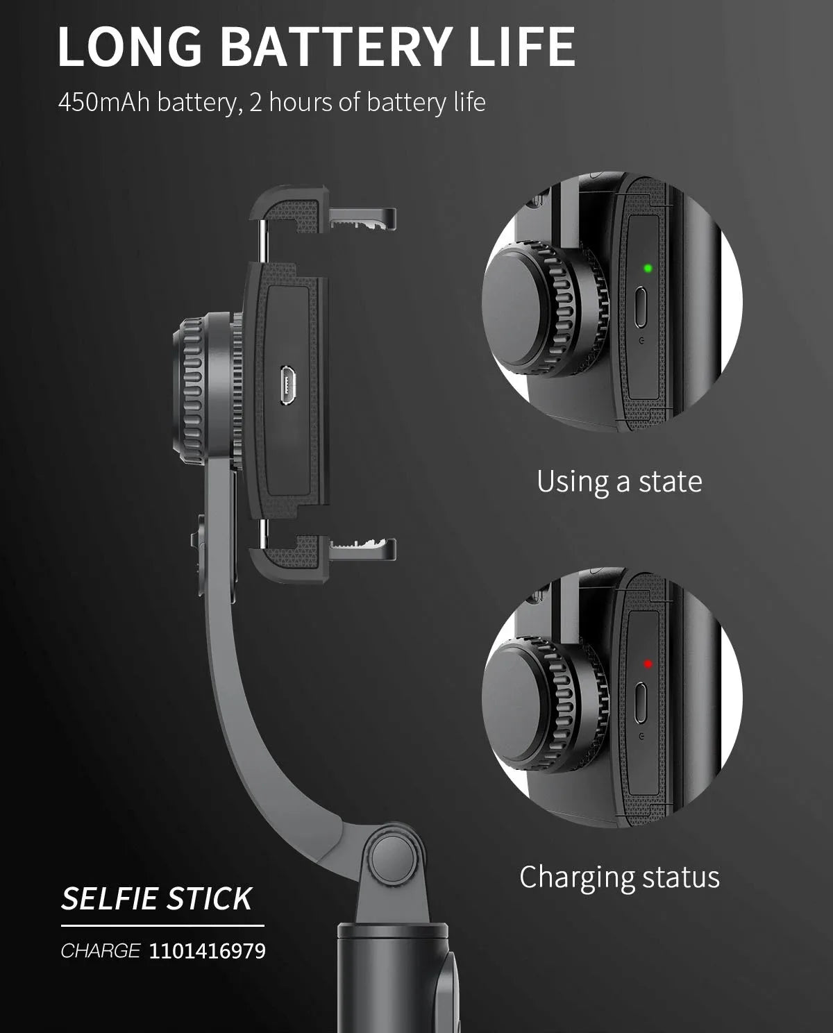 Wireless Gimbal Stabilizer Tripod Selfie Stick