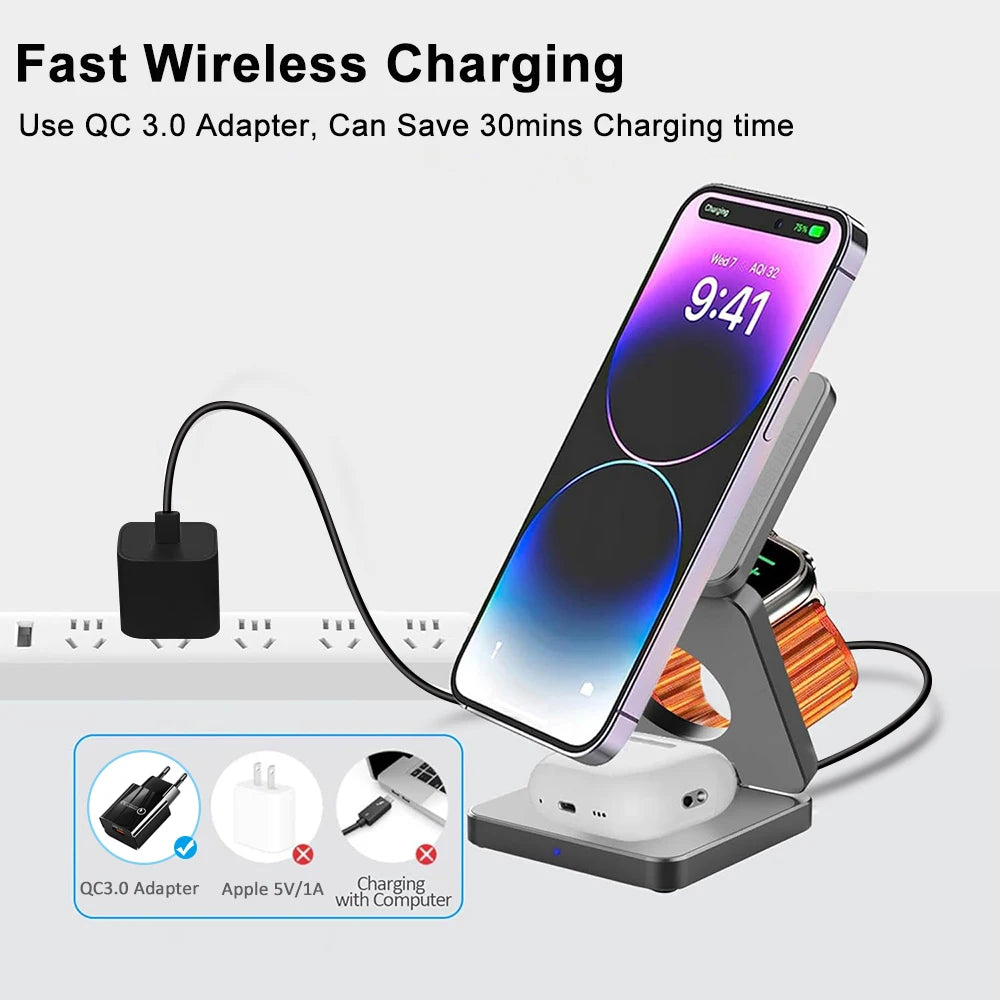 3 in 1 Foldable Magnetic Wireless Charging Station