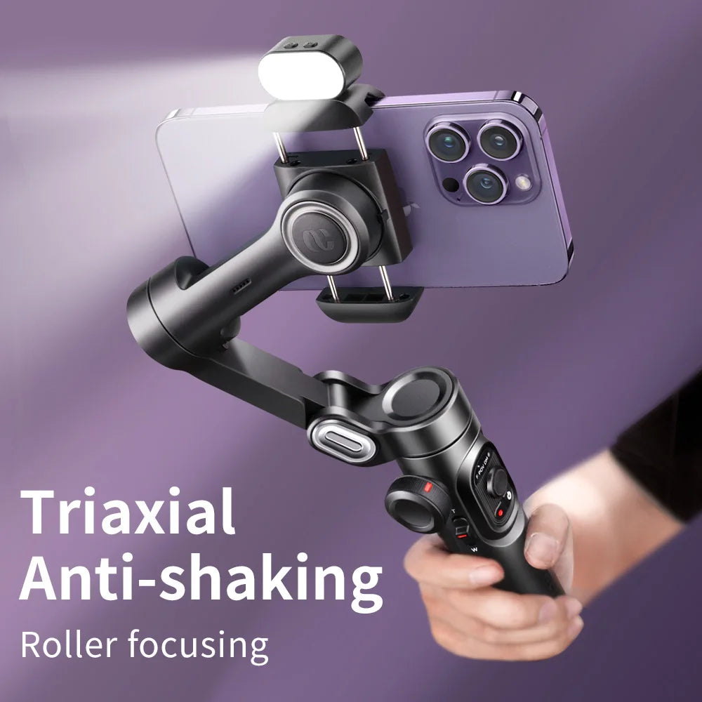 Gimbal Stabilizer for Smartphone with Fill Light for iPhone