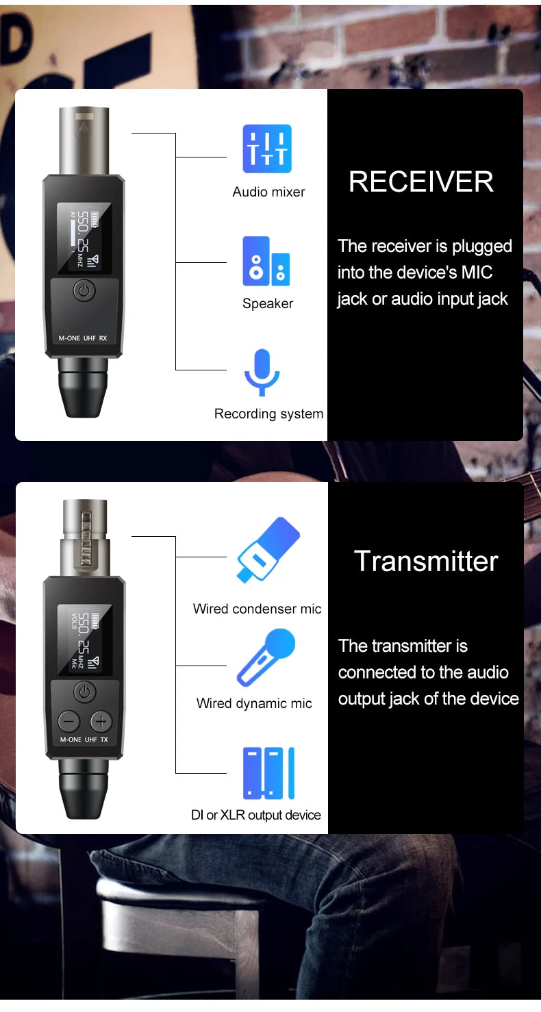 Dynamic Microphone Guitar Receiver Transmission Adapter