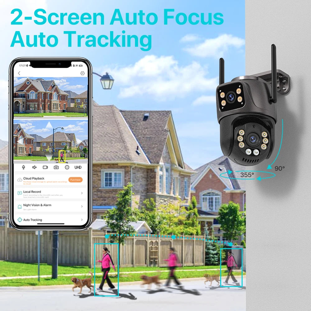 4K 8MP HD Wifi PTZ Camera Outdoor 4MP Dual Lens