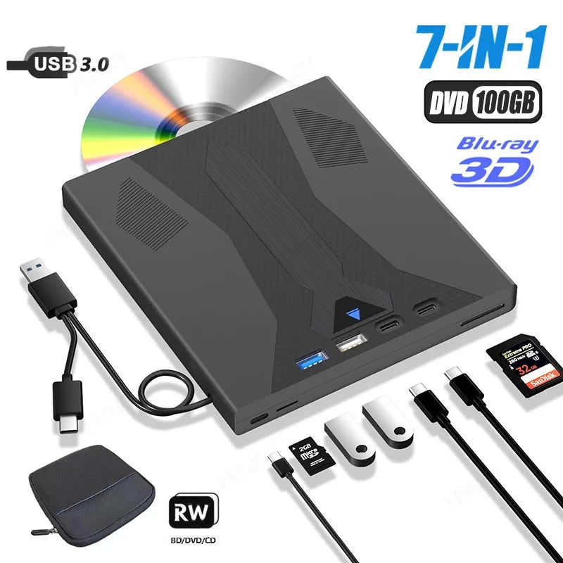 7-in-1 Sucker Type External Bluray Drive