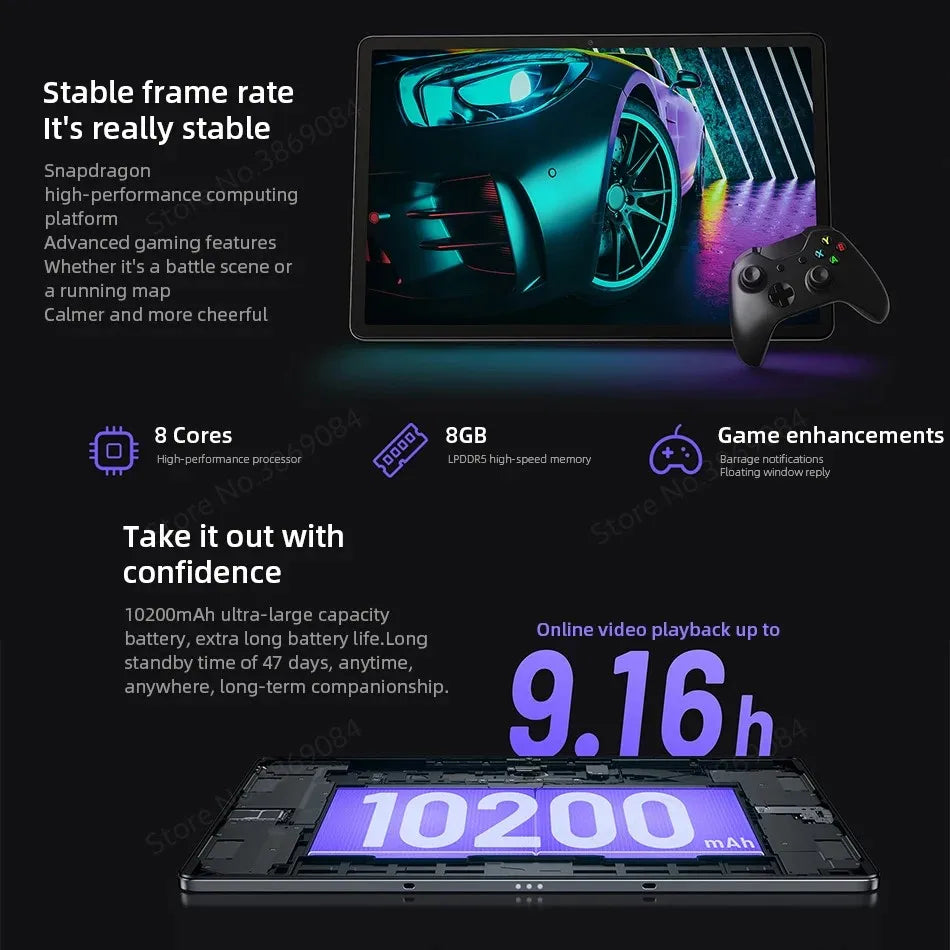 12.7" 144Hz Screen 10200mAh 13MP Camera Android ZUI 15 Tablet