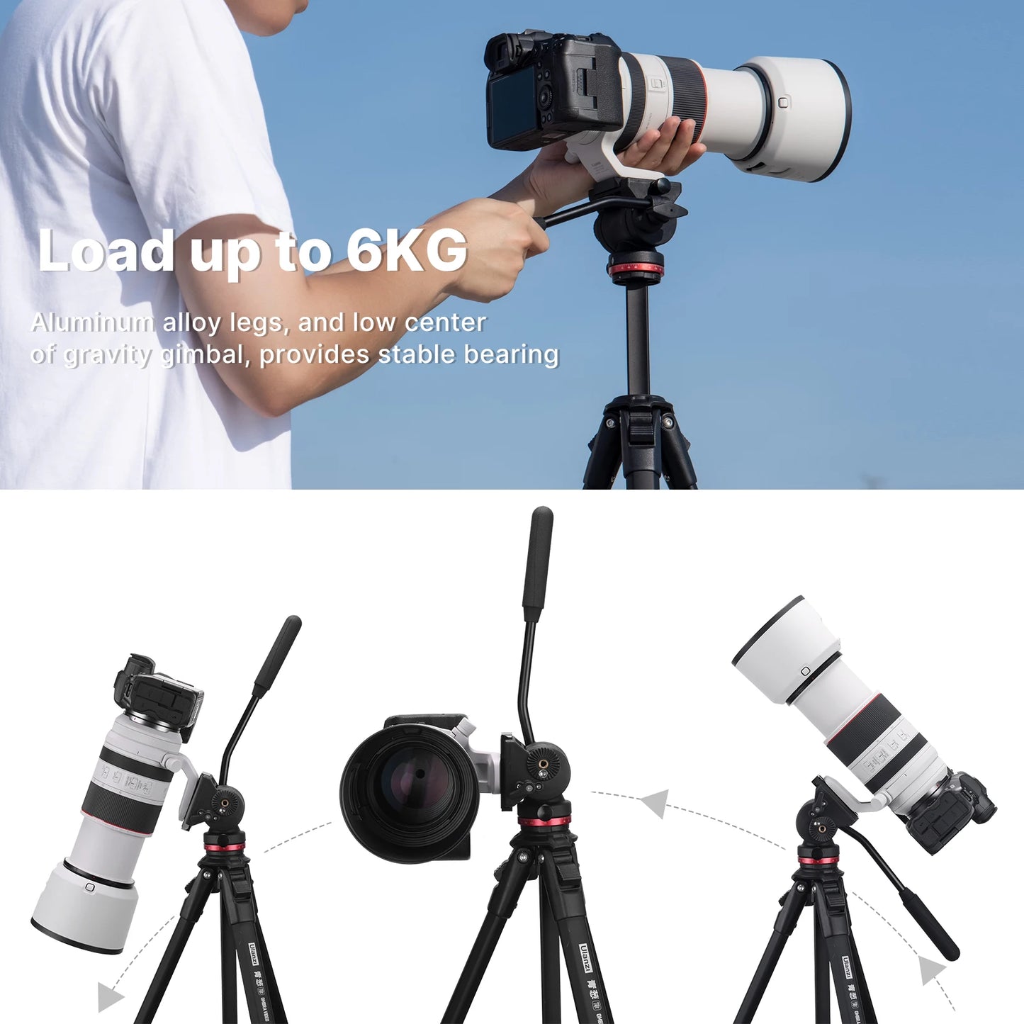 360° Panorama Fluid Drag Pan Tripod