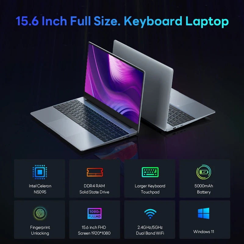 BYONE 15.6 Inch IPS Screen Laptop