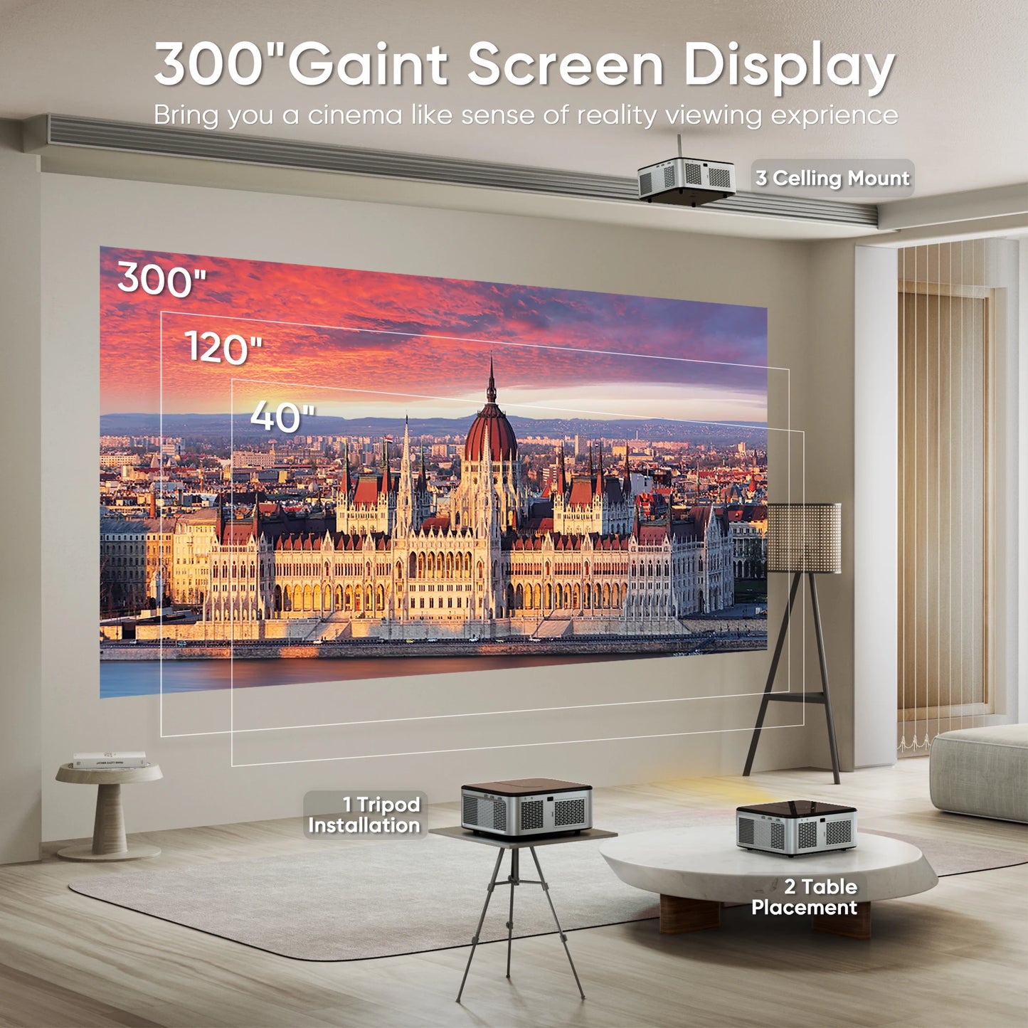 HORLAT 21000Lumenes Android 4K LED Projector