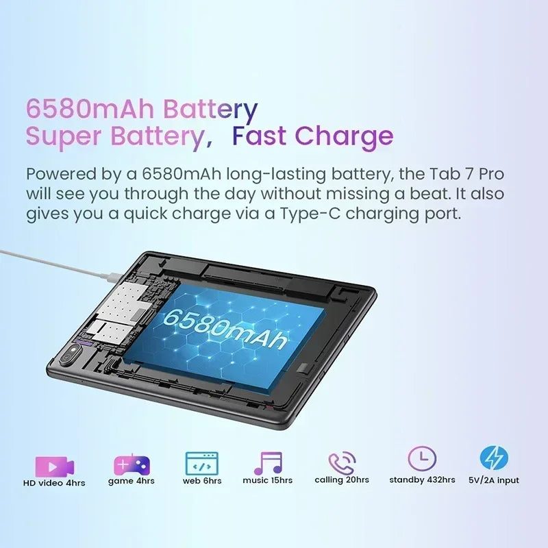 6580mAh GPS Unisoc T606 Android 12 Tablets