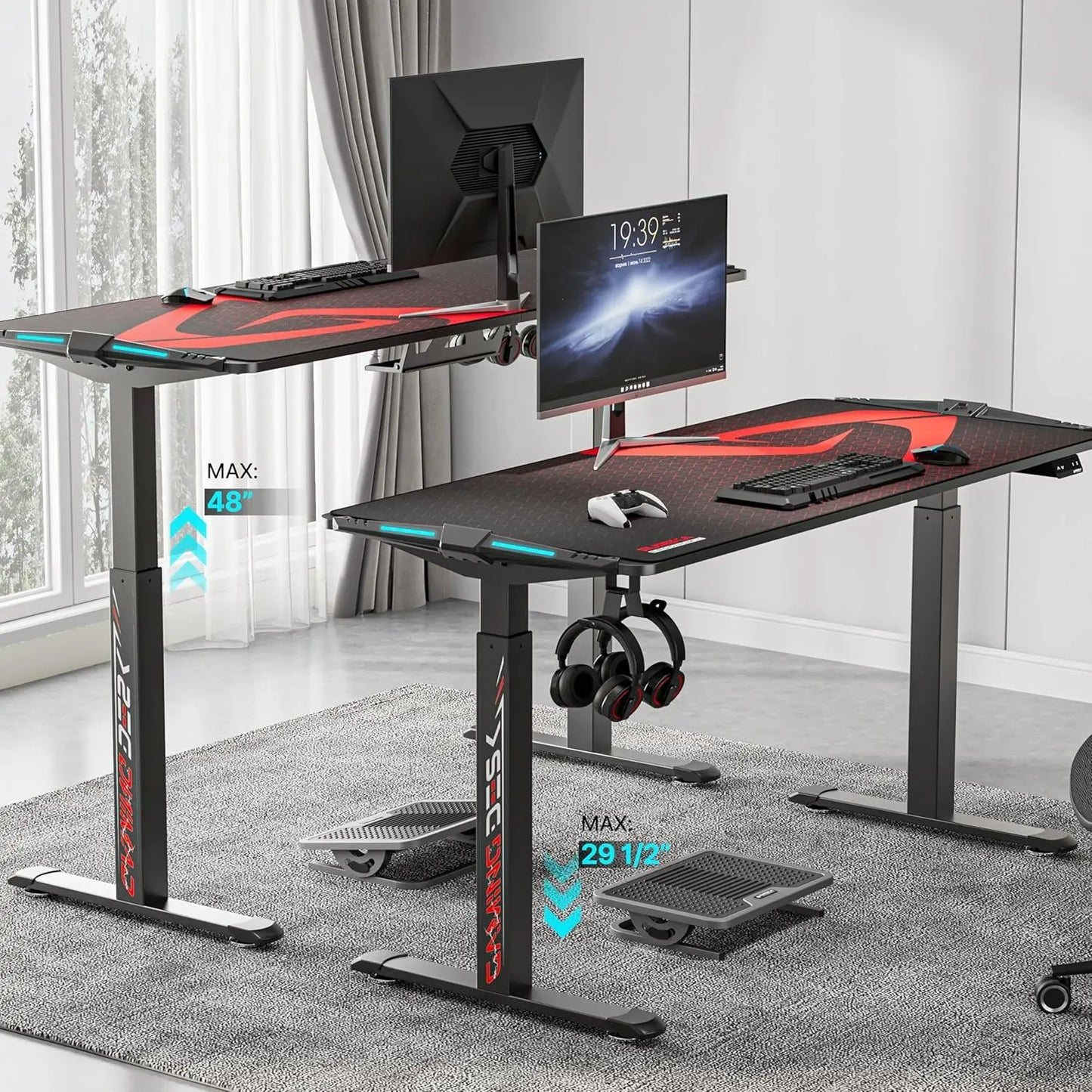 65 inch Electric Height Adjustable Gaming Desk