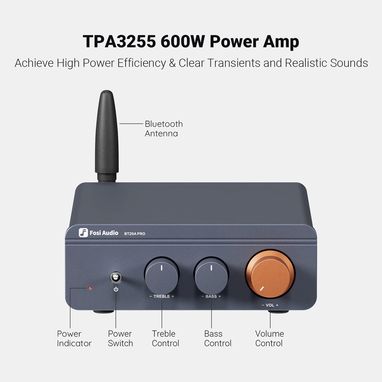 BT20A Pro TPA3255 Bluetooth Sound Power Amplifier