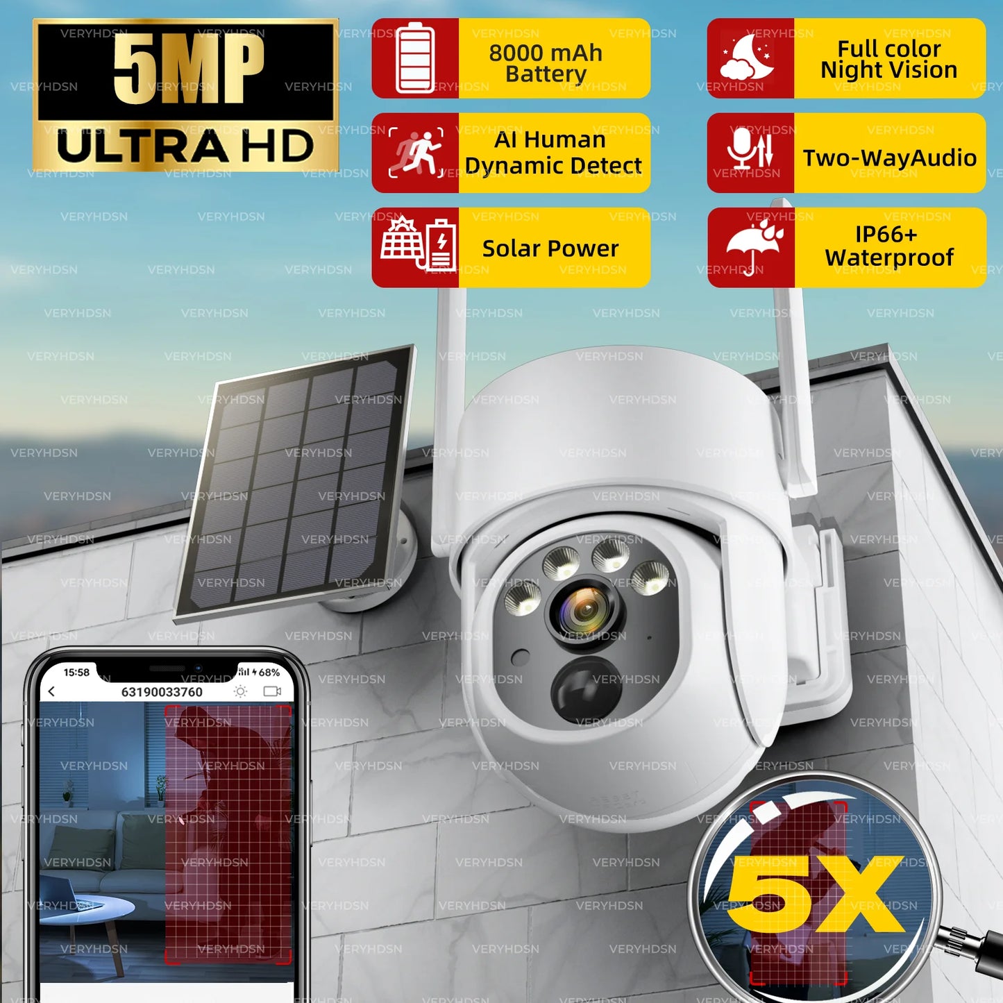 5MP IP Solar Power WiFi Camera