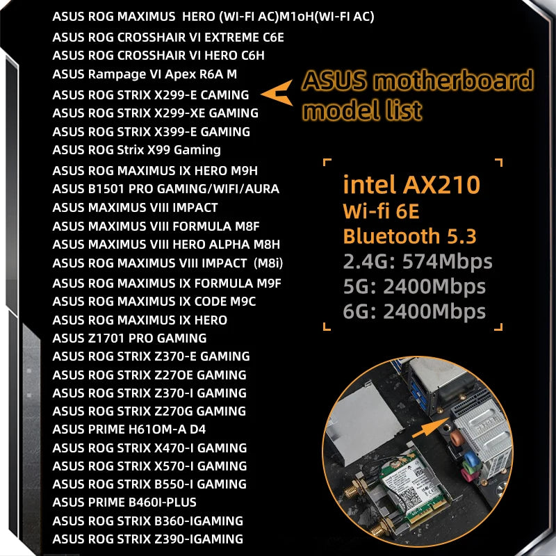 Intel AX210 ASUS WiFi Go Network Adapter