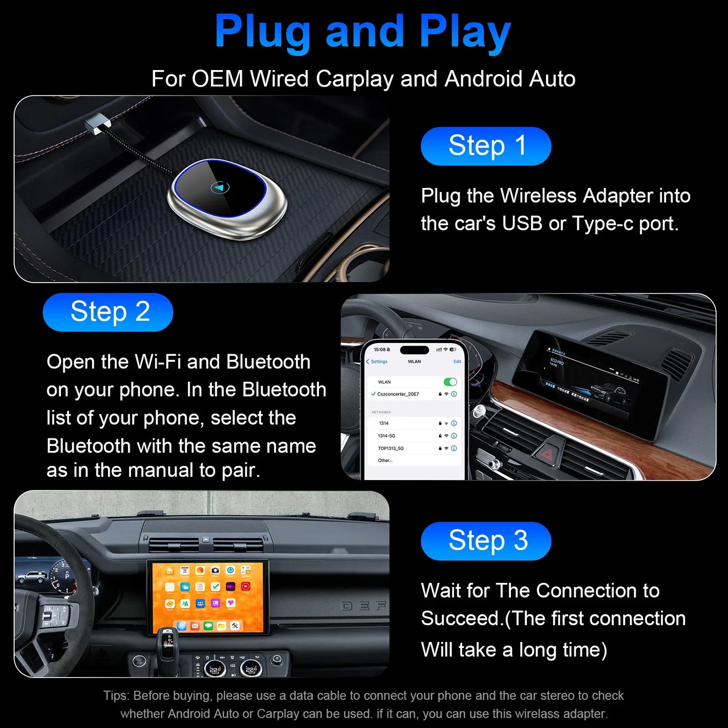 Car USB Wireless CarPlay Adapter