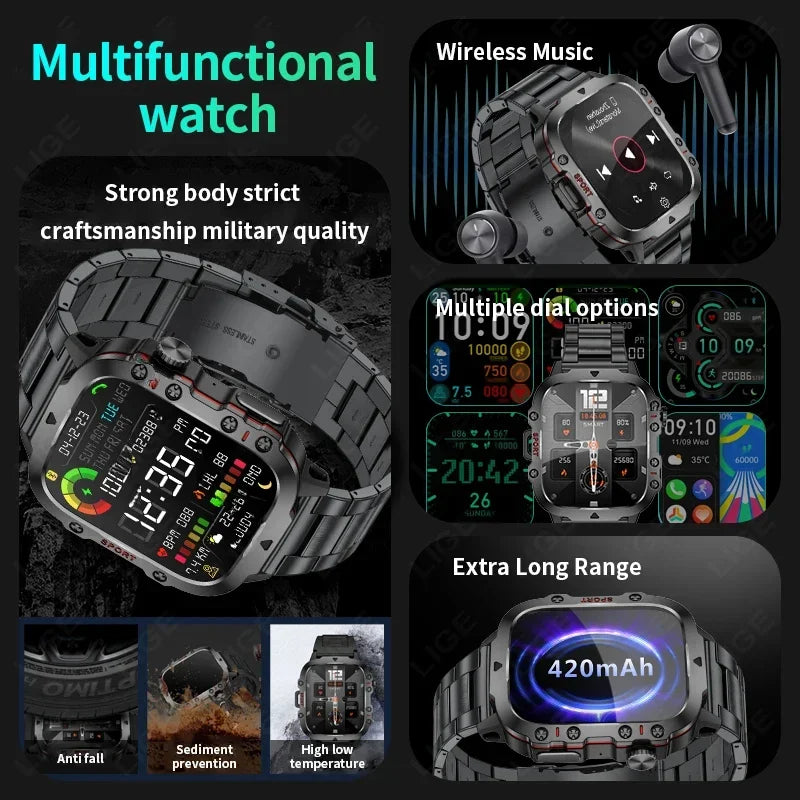 2024 Rugged Military Smart Watch