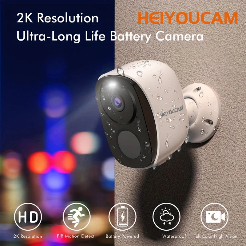 2K 3MP Battery Powered WiFi Security Camera with Spotlight Siren