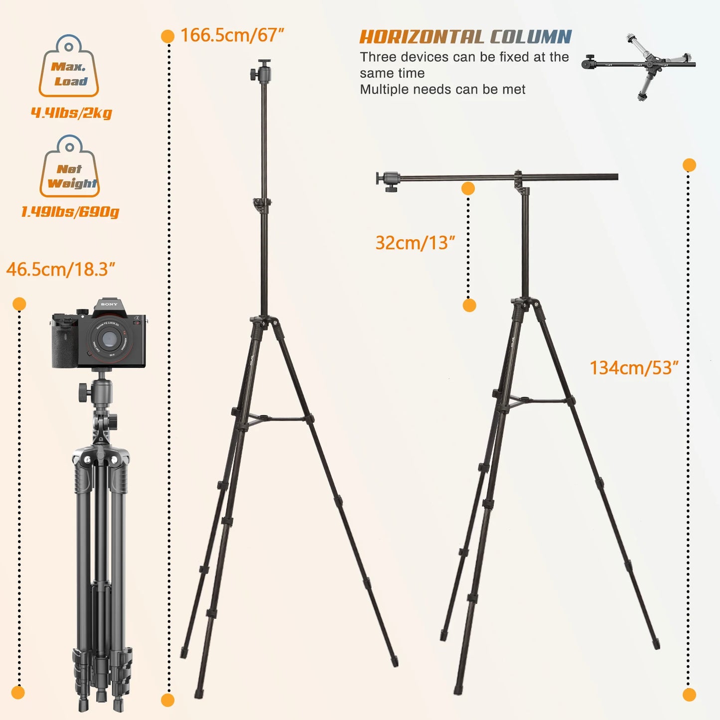 New Professional Horizontal Tripod