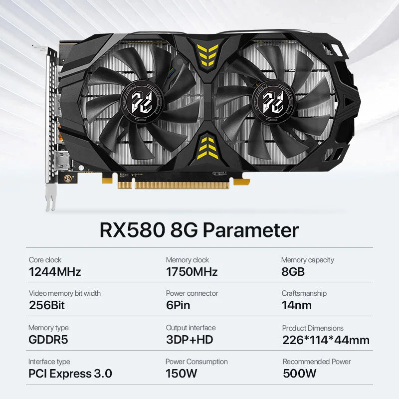 New PELADN RX 580 8GB GDDR5  Graphics Cards