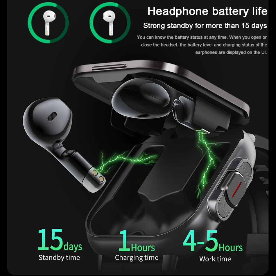 2 in 1 Earphone Bluetooth Call Watch