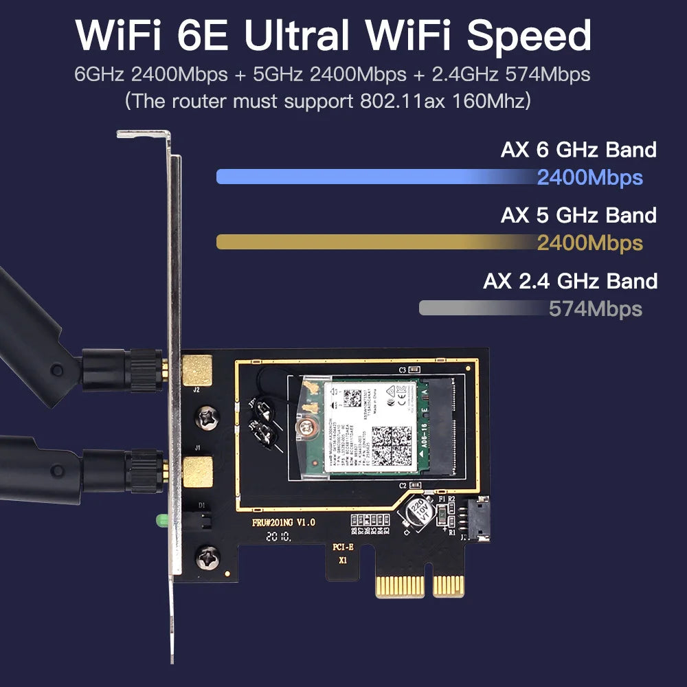 5374Mbps Wifi 6E AX210 Pcie Wireless Adapter