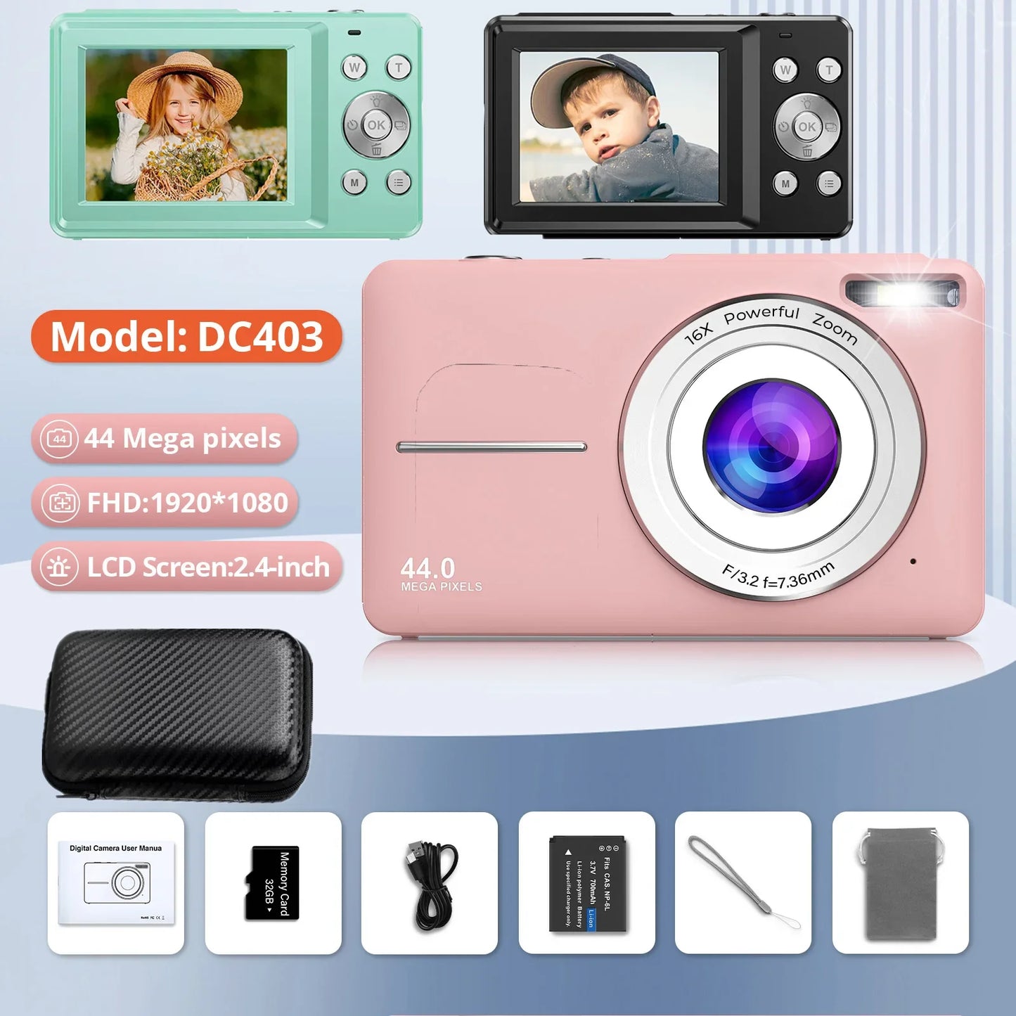 HD 1080P 2.4 inch digital Camera Rechargeable Cameras