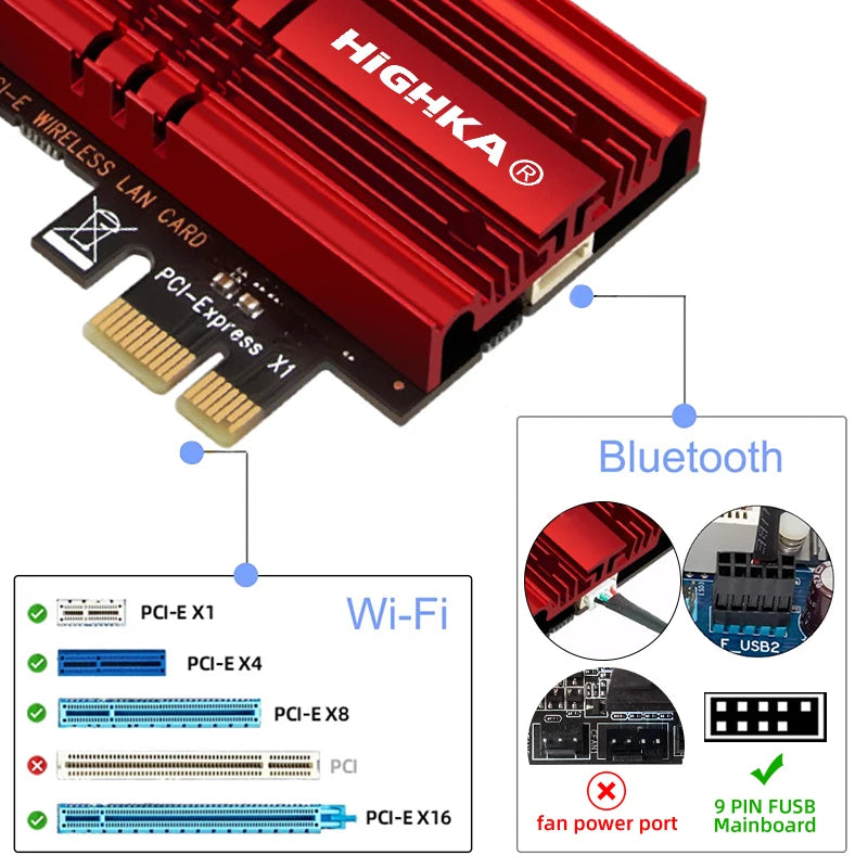 5374Mbps Wi-Fi 6E PCIe Wireless Network Card