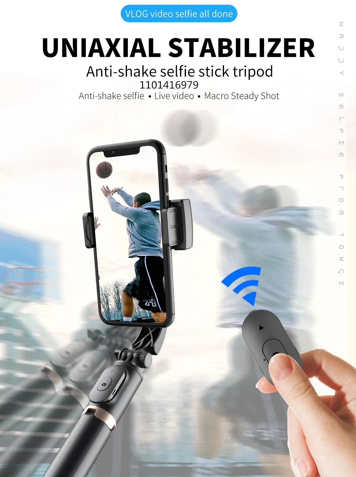 Wireless Gimbal Stabilizer Tripod Selfie Stick