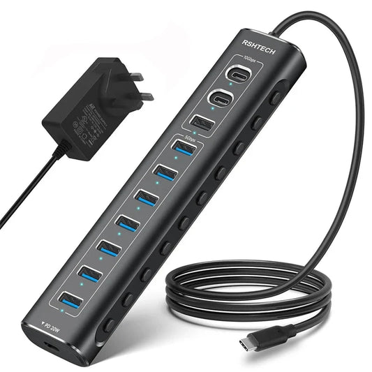 RSHTECH 60W USB Hub 11 Ports Type C