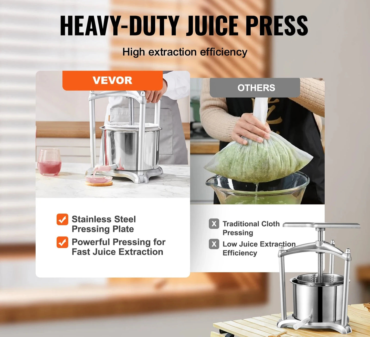 1.6 Gal/6L Manual Fruit Wine Press Maker