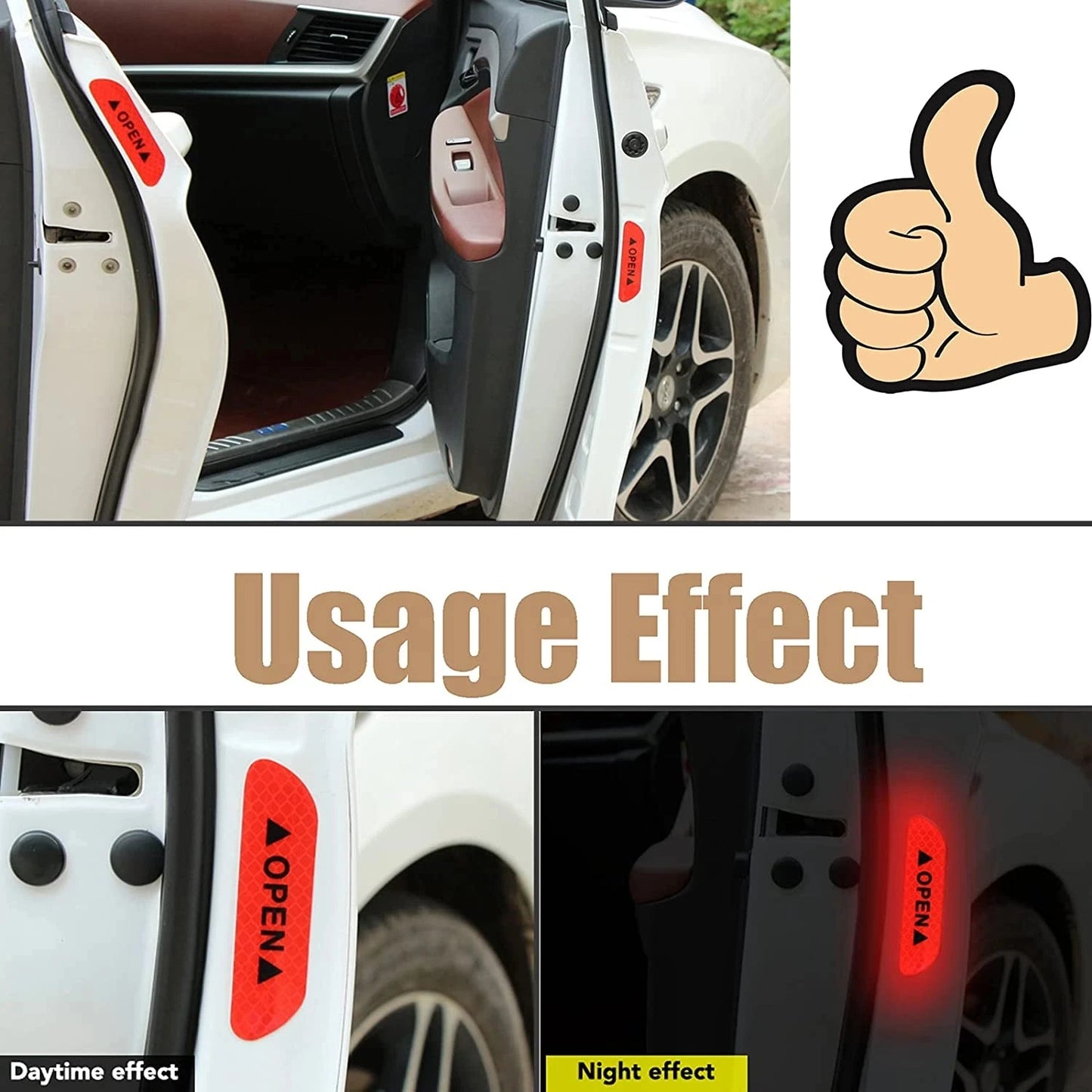 4PCS Fluorescent Car Reflective Strips Warning Stickers