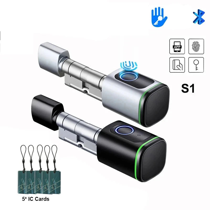 Electronic Door Lock with DIY Cylinder Core Fingerprint APP Keys