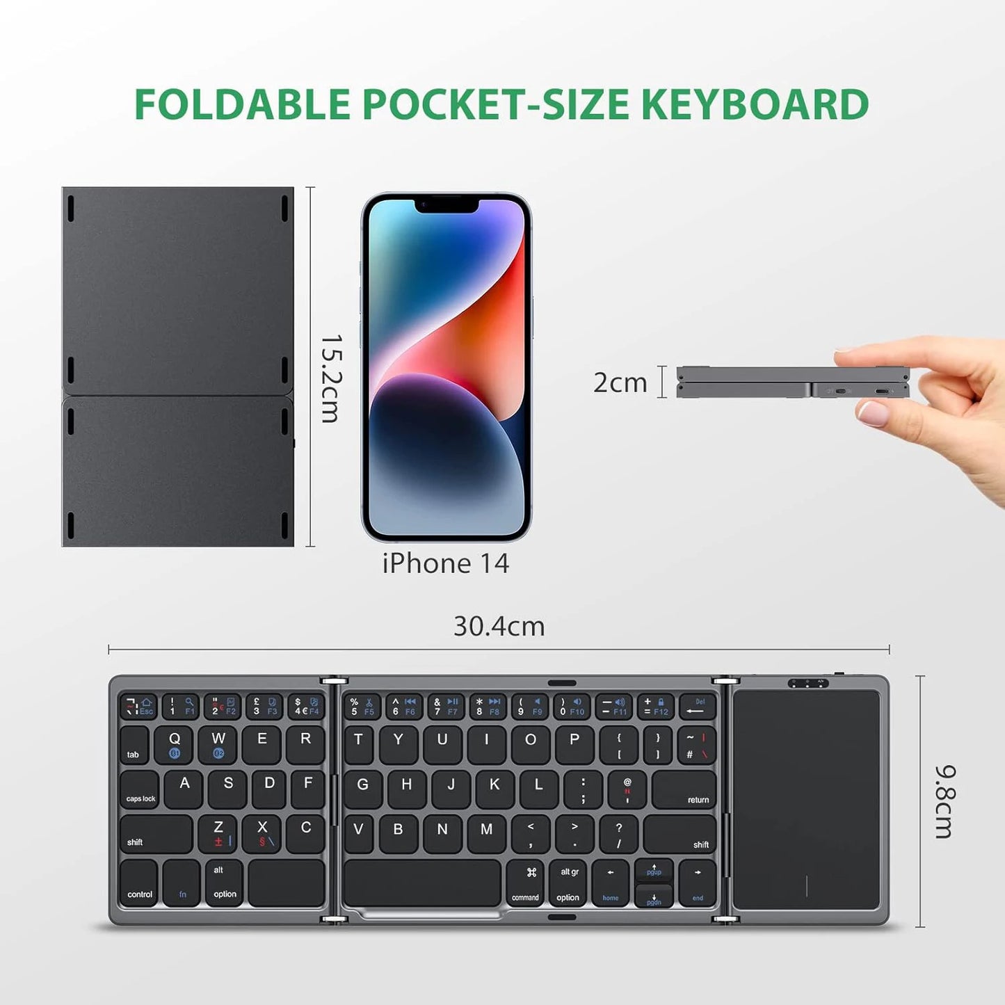 Touchpad Portable Mini Bluetooth Wireless Folding Keyboard