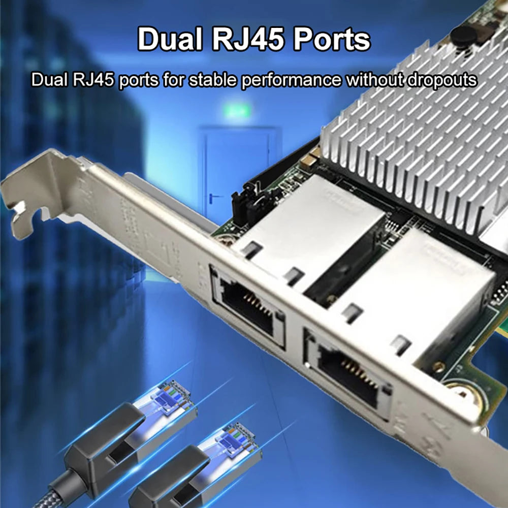 Dual RJ45 Ports PCIE X8 Intel X540-T2 Converged Ethernet Adapter