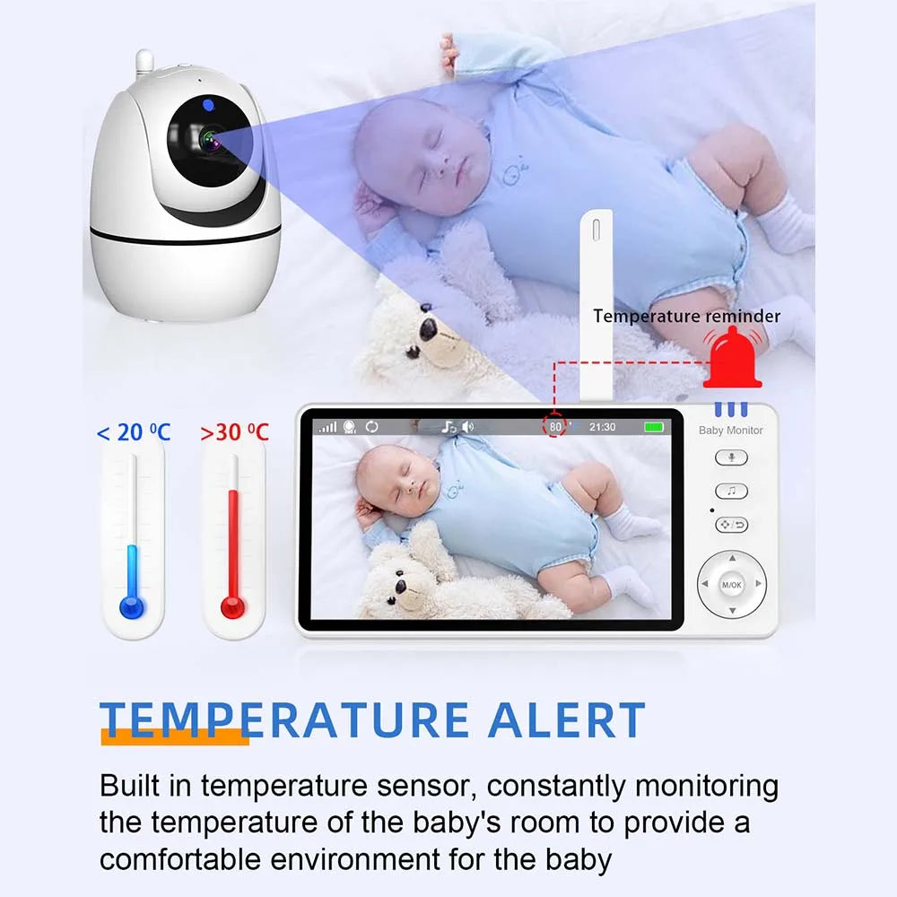 Baby Monitor With Camera PTZ Zoom Babyphone Cam Security