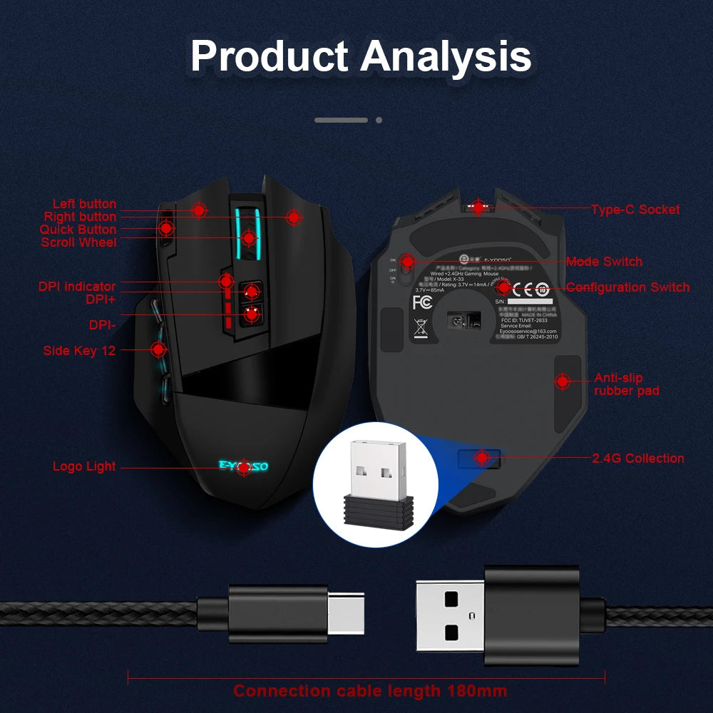 E-YOOSO X-33 RGB USB 2.4G Wireless Gaming Mouse