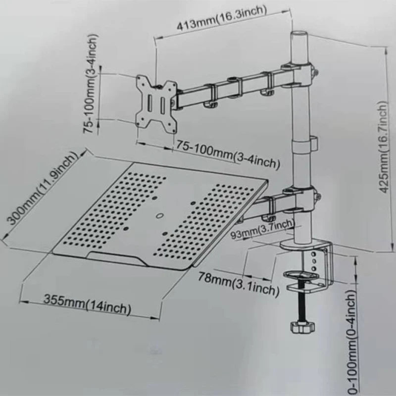 12"-17" Laptop Support Air Press Mount Stand