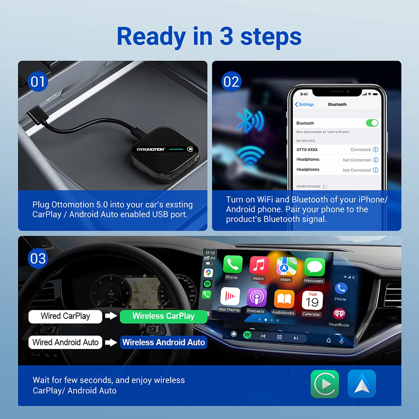 2024 Wireless Android Auto CarPlay Adapter