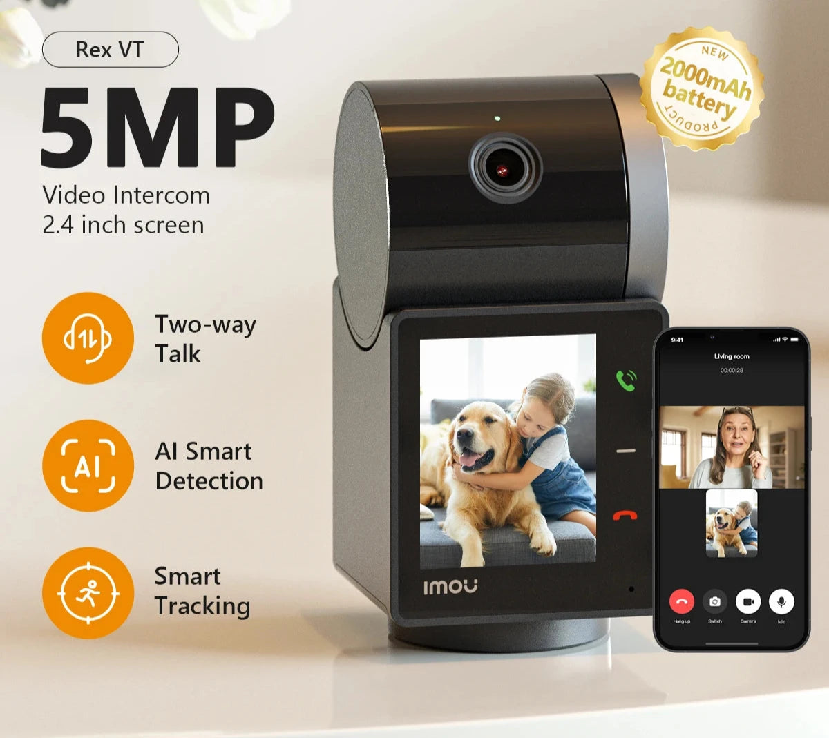 IMOU Rex VT 5MP 3K Indoor Screen Video Camera