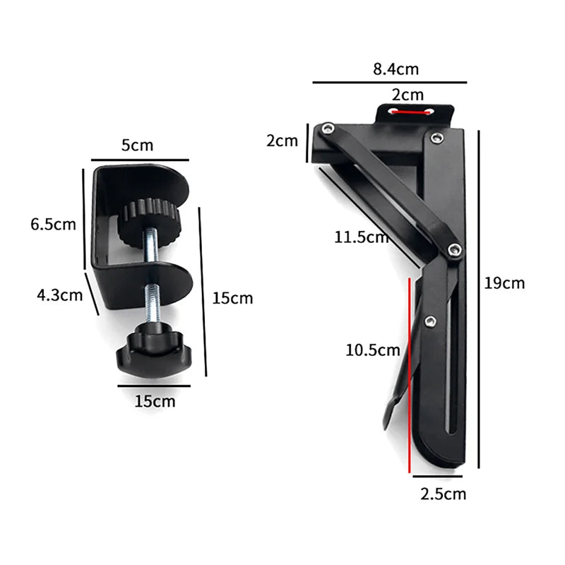 Folding Clip Hardware Keyboard Shelf under Desk Clamp