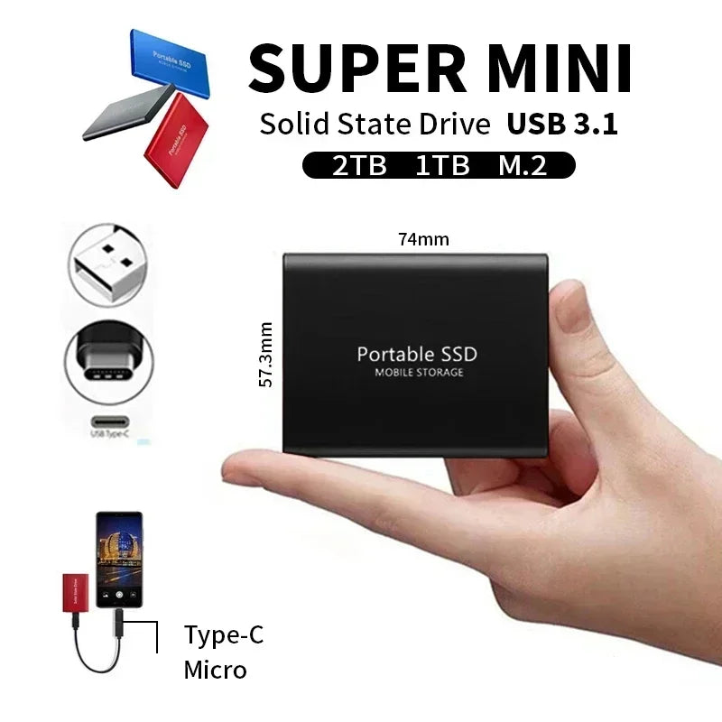 New Portable SSD 2TB External Solid State Drive