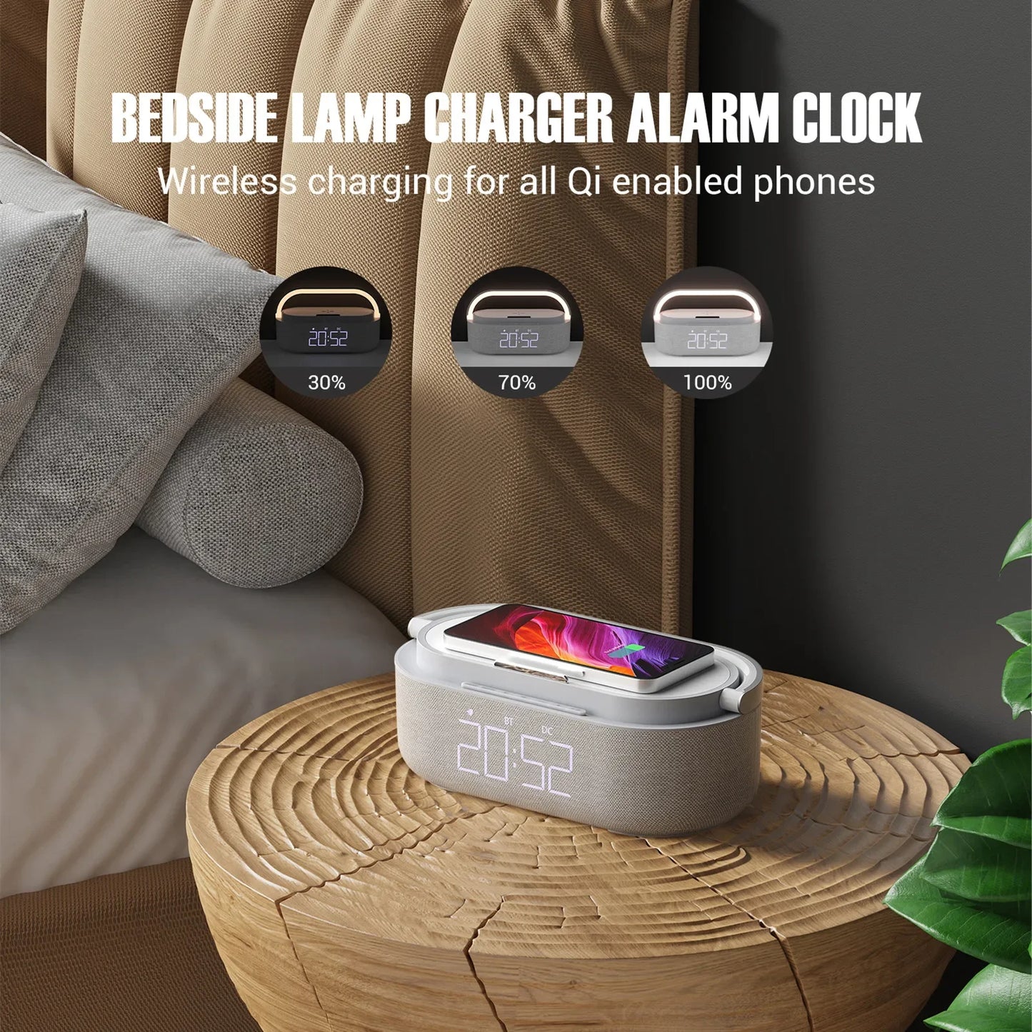 15W Portable Digital FM Alarm Clock Bluetooth Speaker