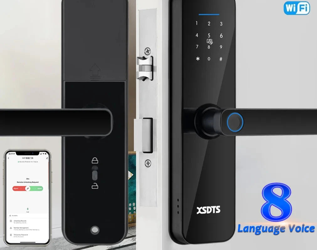 Wifi Electronic Smart Door Lock With Biometric Fingerprint / Smart Card