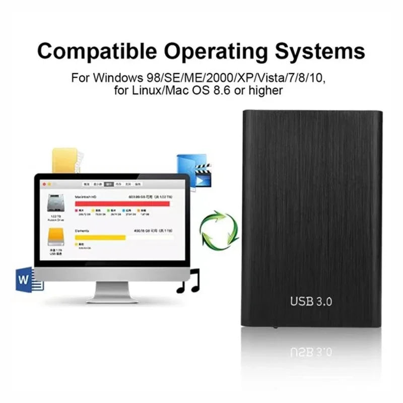 High-Speed SSD/HDD 2TB/4TB/8TB/16TB/30TB External Hard Drive