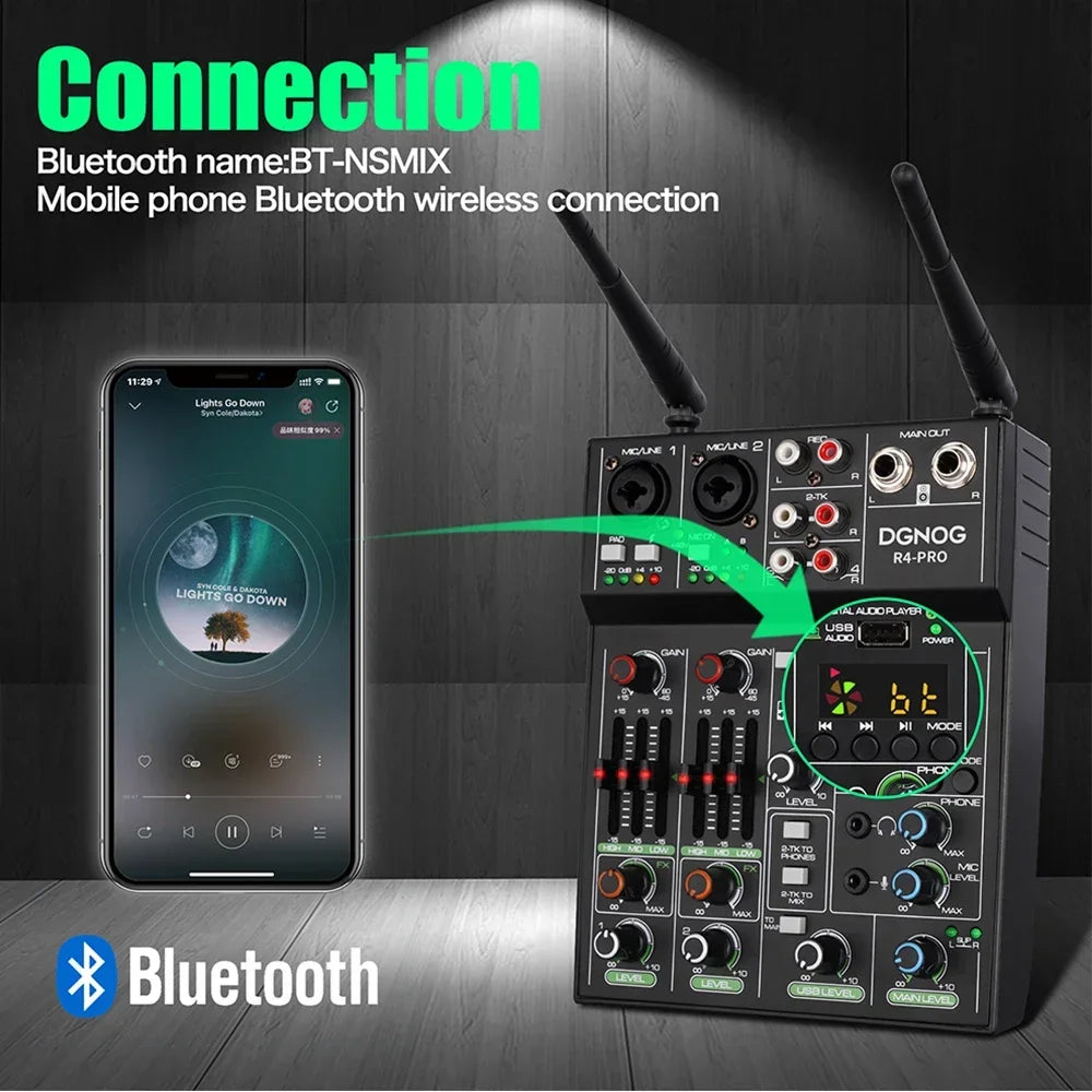 Wireless Microphone USB Sound Table Bluetooth Console DJ Mixing