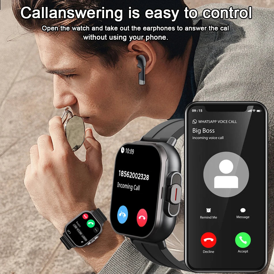 2 in 1 Earphone Bluetooth Call Watch